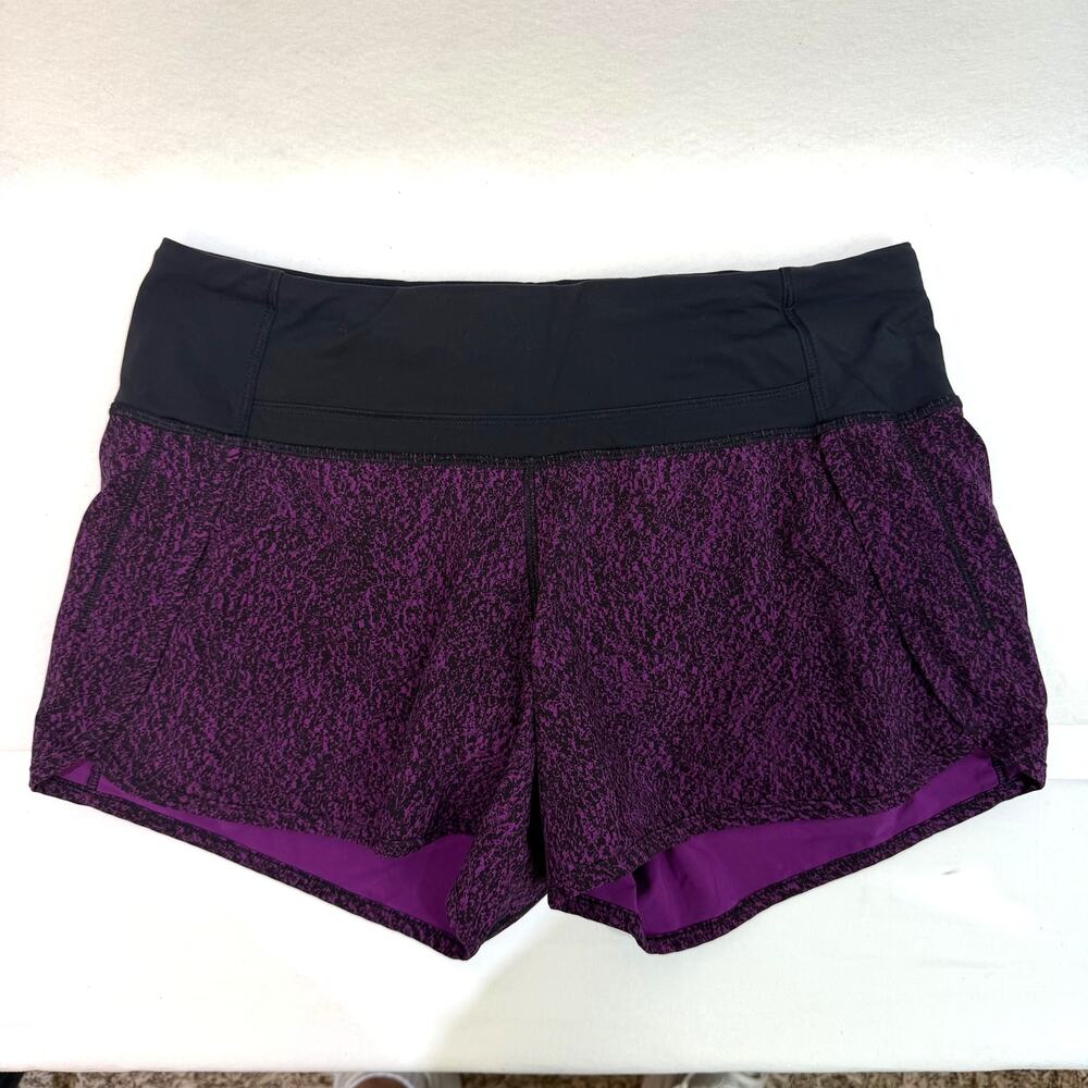 Lululemon Run Times Shorts 4" Inseam Purple Black Lined Running Athletic Size 4